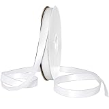 Morex Ribbon 8802 Nastro satinato bordo argento, bianco