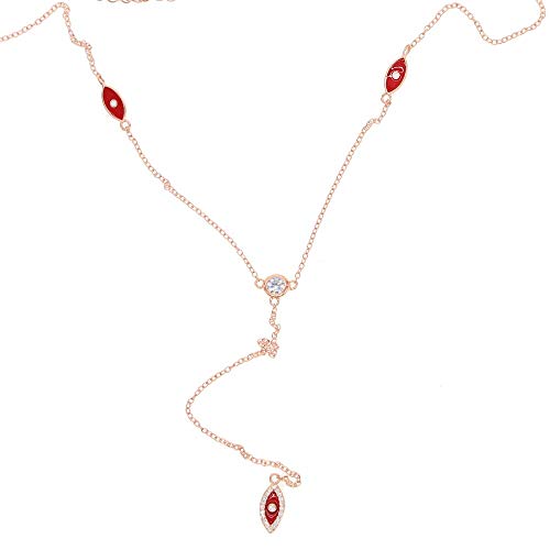 Collier chaîne émail rose oeil délicat mince pour dames