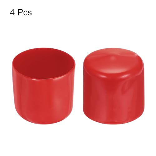 Image of uxcell 4pcs Rubber End Caps 43mm ID Vinyl Round End Cap Cover Screw Thread Protectors Red, 40mm Height