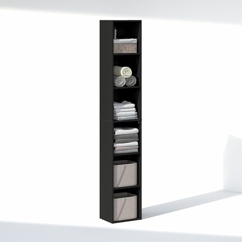 Image of Furinno Cubicle 6-Tier Closet Organizers and Storage, Closet Organizer, Open Shelf Closet Storage, 21.1 inch W, for Wardrobe, Bedroom, Living Room, Blackwood