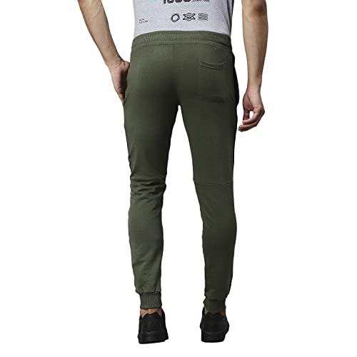 Image of HIGH Star Men Olive Green Solid Slim-Fit Joggers