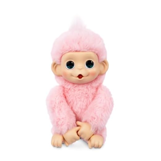 Little Live Pets Baby Monkey Minis – Luna Lemon, Interactive Pet Toy, Monkey Toys for Kids, 20+ Sounds & Reactions, Soft Pink Fur, 7.4" Tall, Feed, Nurture, React, Grippy Hands & Feet, Collect All 3