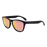 55mm EyeSize Oakley Frogskins - Gafas de sol para hombre, color negro pulido, lenti gris, talla 55