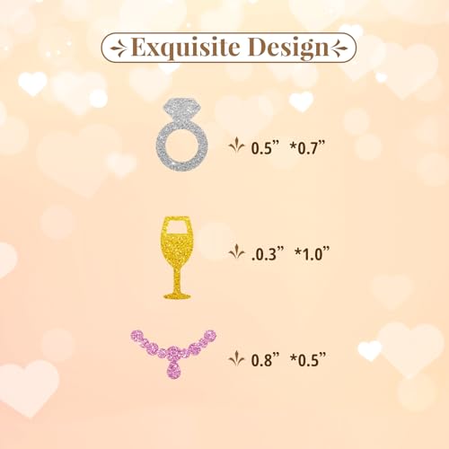 Image of 120pcs Pearls and Prosecco Bachelorette Confetti, Pearls and Prosecco Party Decoration, Silver Glitter Diamond Ring Table Scatter, Bridal Shower /Wedding Party Decoration