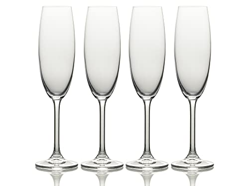 MIKASA Julie - Juego de copas de champán transparentes, 4 piezas, aptas para lavavajillas, 250 ml