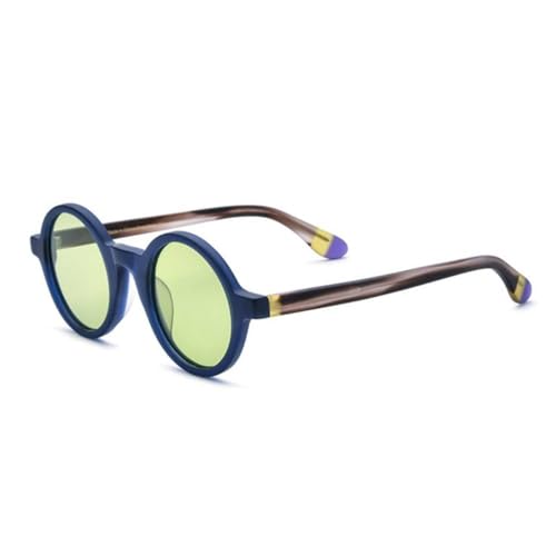 Lunettes de soleil rondes MUTYNE en acétate fait main vert mat