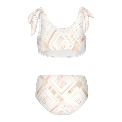 Rose Gold Pink Glitter Girls' Two Pieces Kids Bikini Set Scoop Neck Swimsuit Swimwear Cute Shoulder Strap2