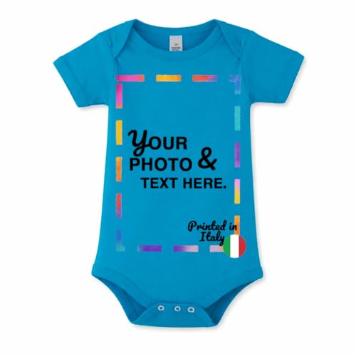 JOPHY & CO. Body Bébé Personnalisable avec Texte ou Image | 100% Coton (ref. 8610) (Bleu royal, 12-18 mois)