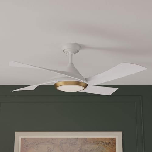 Casablanca - Vespucci Indoor/Outdoor Ceiling Fan With Light, Remote, 52-inch, Fresh White, Modern-style, 6-speed DC Motor, Energy Star, 52847, for porches, patios, sunrooms, bathrooms