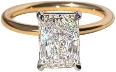 Radiant Cut 3 Carat Elongated Radiant Cut Diamond Solitaire Engagement Ring,14k Gold Plated,Wedding Ring For Women,Gifted For Her,Size 3-12.