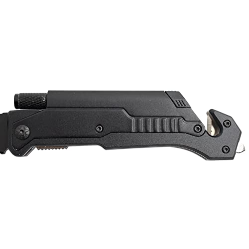 Snake Eye Tactical Tactical 6-In-1 Multi-Tool Knife With Flint Fire Starter, Led Light, Bottle Opener, Belt Cutter And Windows Breaker #TOP4