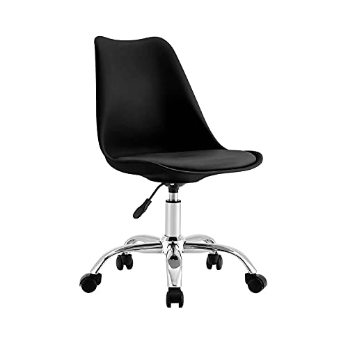 THINIA HOME Silla de Escritorio Ergonómica con Ruedas Eyre Silla Nórdica Acolchada Giratoria...