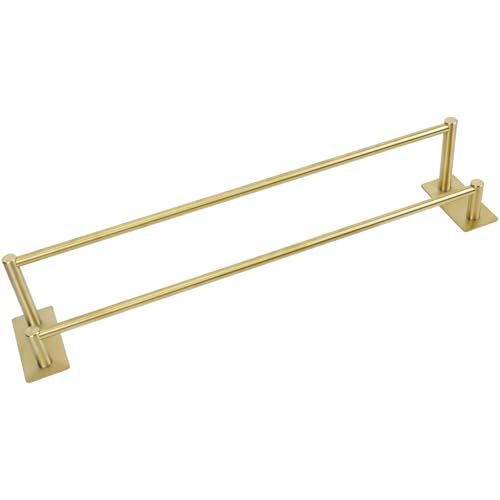 Toallero sin taladrar, 44,5 cm Doble Toalleros de baño sin Taladro, Acero Inoxidable SUS304, Toalleros de baño sin Taladro Autoadhesivo, Toallero para baño, Pared de Ducha, Cocina - Dorado