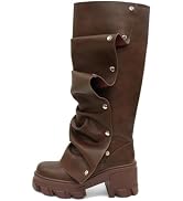 KaroNairy Women's Knee High Stiletto Boot with Detachable Panel