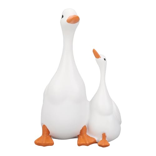 Buachois Estatuilla de Pato Madre y Patitos Resina Decorativa, Material Resistentes al Agua y Desgaste para Exteriores, Decoración de Jardín, Patio, Sala, Oficina, Tienda o