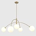 Fulesi Contemporary Gold Ceiling Light 5-Light Glass Globe Lights Mid Century Modern Sputnik Chandelier for Dining Room Kitchen Bedroom Lighting Fixture
