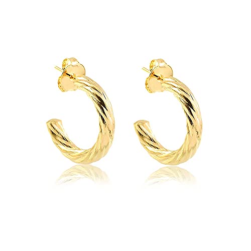 Brinco de argola pequeno torcido folheado em ouro 18k