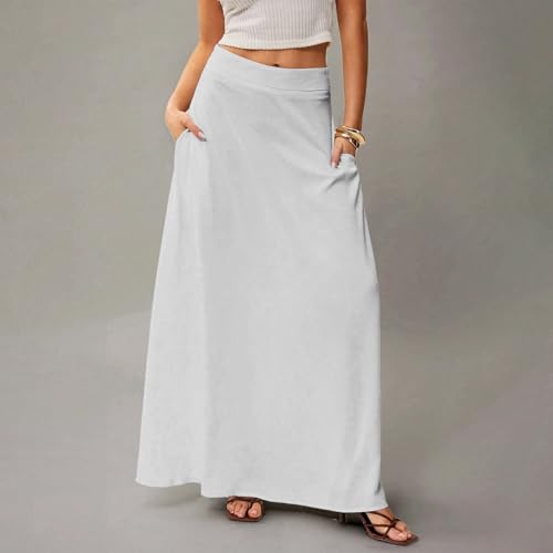 Long Skirts for Women High Waist Flowy A Line Skirt Summer Casual Flattering Beach Trendy Skirts with Pocket3