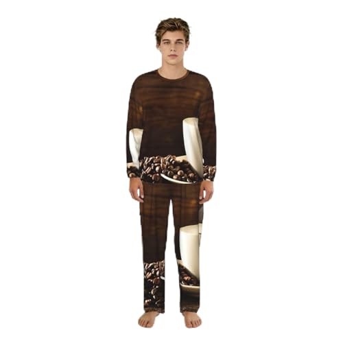 Pyjama long homme à motif café de S à 3XL | Vêtement de nuit