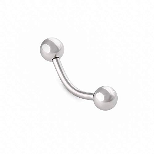 Painful Pleasures 14g Bent Barbell Internally Threaded Stainless Steel Curved Barbell - 6mm ~ 1/4