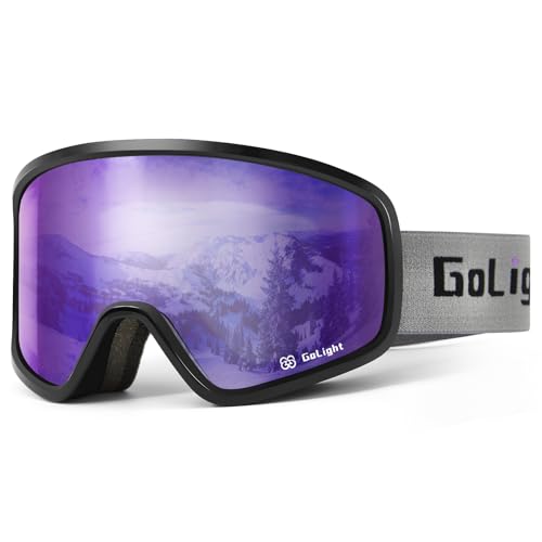 GoLight Polarized Anti-Glare OTG Ski Goggles Cylindrical Double-Lens Anti-Fog Design with Full Multi-Layer Mirror Coating UV400 Protection Wide Panoramic View & Triple-Foam Comfort for Skiing