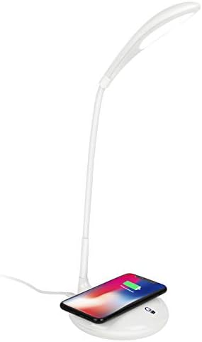 Wireless Charging LED Desk Lamp,Sanwsmo Adjustable Office Table Lamp,Eye-Caring Table Lamps,3 Brightness Levels,Touch Control,Compatible with iPhone X iPhone 8,Samsung Galaxy S9,White