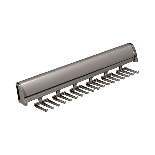 Brixwell QIMX-006 Tie Rack, 18 Hook with Full Extension Slide Polished Chrome Finish