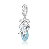 Blue Ballet Shoe Dangle Charm Fits Pandora and Universal Bracelet and Necklaces,925 Sterling Silver with Cubic Zirconia,Durable and suitable for daily wear,Perfect Valentine's Day Gift for Women.