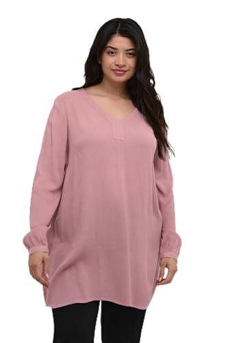 Image of KAFFE CURVE Tunic KCami Women's Large Sizes Tunic Casual Long Sleeve V-Neck Blouse, Mesa Rose, 26