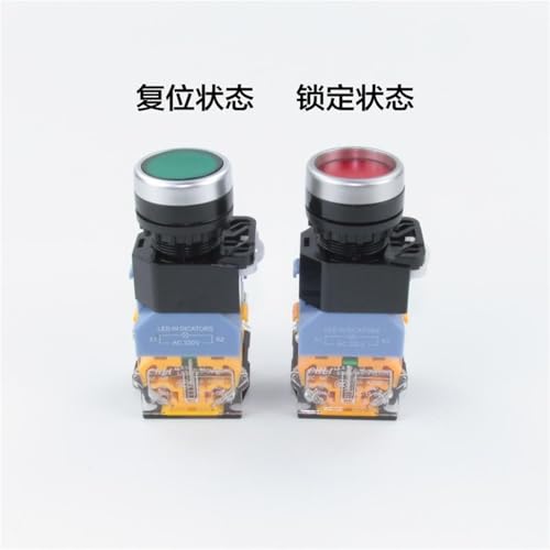 Interruptor LA38-11Ds con bloqueo de 22mm y luz LED roja de 12V 3