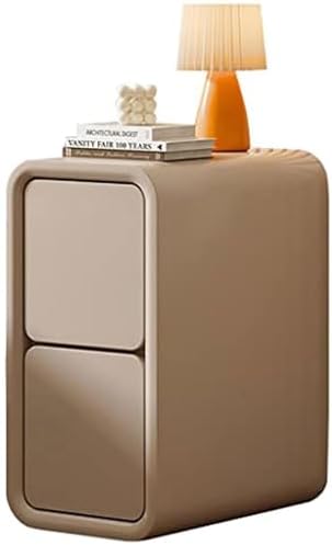 Slim Wooden with 2 Drawers and Leather Surface, Space-Saving Nightstand for Bedroom, Living Room, Dorm, Office，003 25 * 40 * 50cm