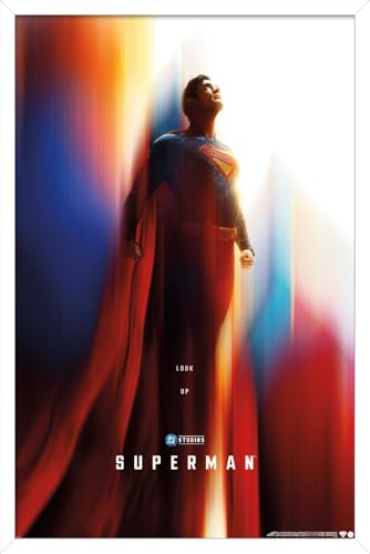 DC Comics Superman (2025) - Superman Teaser One Sheet Wall Poster, 34L" x 22.4W", White Framed Version