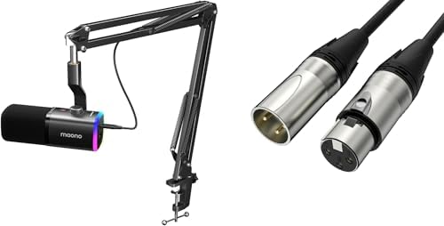MAONO XLR/USB Gaming Microphone XLR Cable Kit, PC Computer Gaming Streaming Mic with RGB Light, Mute Button, Headphones Jack,Bundle for Gaming Podcast Recording (PD100XS Black+XLR-180) image 5