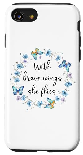 With Brave Wings She Flies Blue Butterfly Cute Purple Floral X}zP[X iPhone SE (2020) / 7 / 8 p