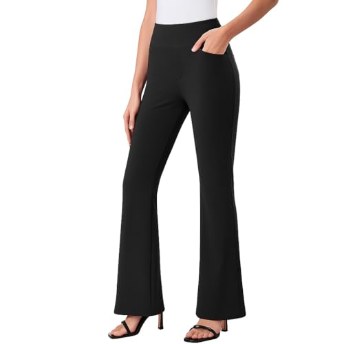 Womens Stretchy Dress Pants Work Business Casual Office Trousers - Pull On Bootcut Flare Slacks with 4 Pockets2
