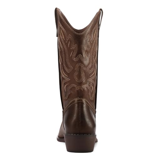 Image of mysoft Cowboy Boots For Women - Western Cowgirl Boots Mid Calf Chunky Heel Booties Pointed Toe Country Shoes