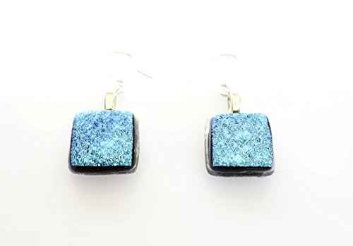 Boucles d'oreilles pendantes multicolores légères en verre dicro et argent brillant