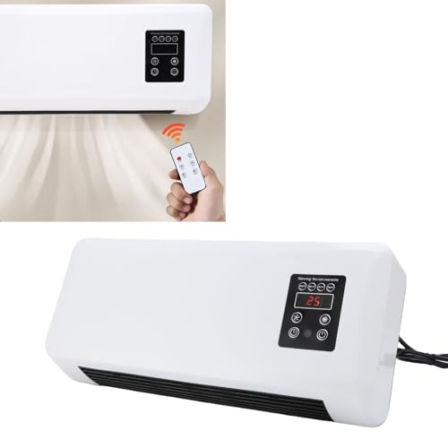 Mini Calentador de Aire Acondicionado Montado en la Pared 2 en 1 Unidad de Aire Acondicionado Portátil de bajo Ruido con Control Remoto para Dormitorio y Oficina (Enchufe Europeo 220V)