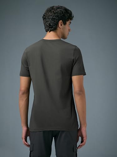 Image of TECHNOSPORT Men's Slim Fit Solid Crew Neck T-Shirt, Cotflex Quick Dry Wrinkle Resistant Polyester Sports Tee for Gym, Running, Training, Sports