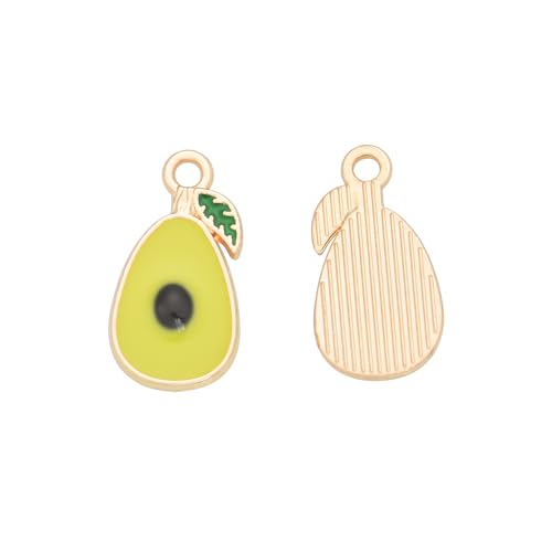 Image of Pack of 80 Avocado Enamel Charms Gold Plated Colored Pendants Hawaii Style Accessories for Necklace Bracelet Jewelry Making DIY Crafting