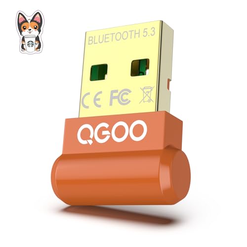 USB Bluetooth Adapter for PC - QGOO Bluetooth Dongle 5.3 EDR, Wireless Bluetooth Receiver for Desktop Computer Laptop Bluetooth Windows 8.1/10/11?orange-014?