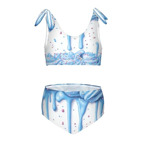 Boccsty Dripping Blue Cream Sprinkles Girls Tankini Swimsuit Kids Bikini Sets 2 Pcs Bathing Suit 3T