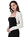 AmélieBoutik Women Ruched Long Sleeve Bolero Shrug Cropped Open Front Cardigan Jacket(Off-White Large)