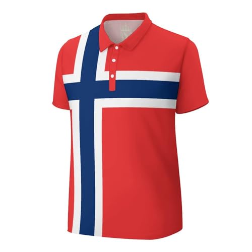 Polo para Hombre Noruega con bandera, manga corta casual, camiseta patriótica miniatura 3