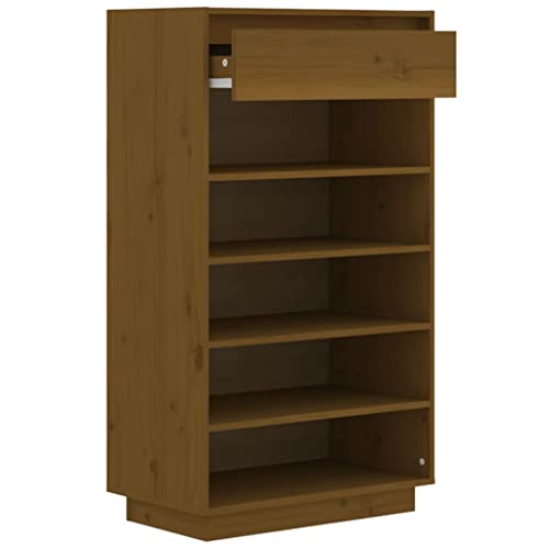 Armoire à chaussures marron miel avec tiroirs et support empilable - 6