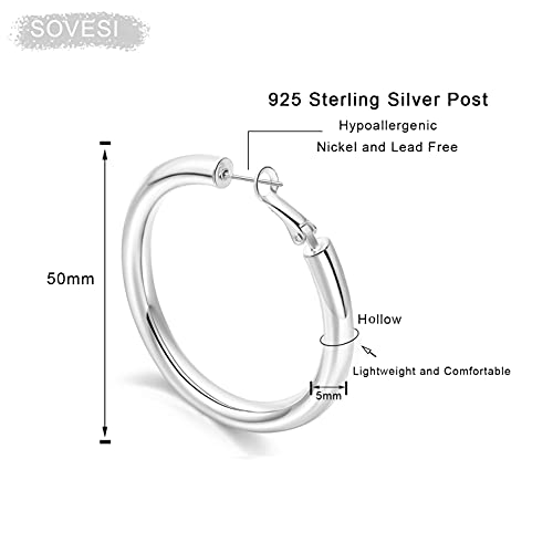 sovesi Chunky Gold Hoop Earrings for Women with 925 Sterling Silver Post, 14K Gold Plated Thick Gold Hoops Earrings for Women
