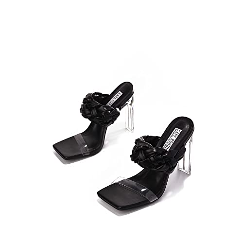 Zimmer Clear Square Toe Block High Heels (Zimmer) - Black 93