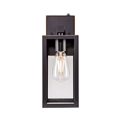 Gruenlich Dusk To Dawn Outdoor Wall Lantern, Wall Sconce As Porch Lighting Fixture With One E26 Base Max 60W, Metal Housing With Glass Shade, Oil Rubbed Bronze, 1-Pack #TOP4