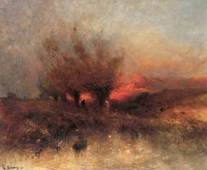Peinture à l'huile Sunset Béla Spányi toile d'art haut de gamme 30x36