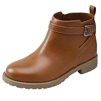 HOMEHOT Girls Ankle Boots Side Zipper Low Heels short (toddler/littile kids) color brown size 11